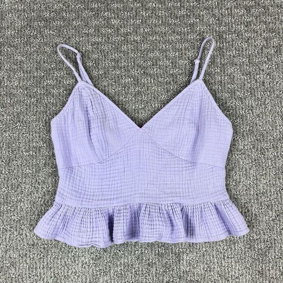 BP Top Womens Extra Small Cropped Peplum Bustier Cami Tank Ruffle Coastal Purple - Picture 1 of 10